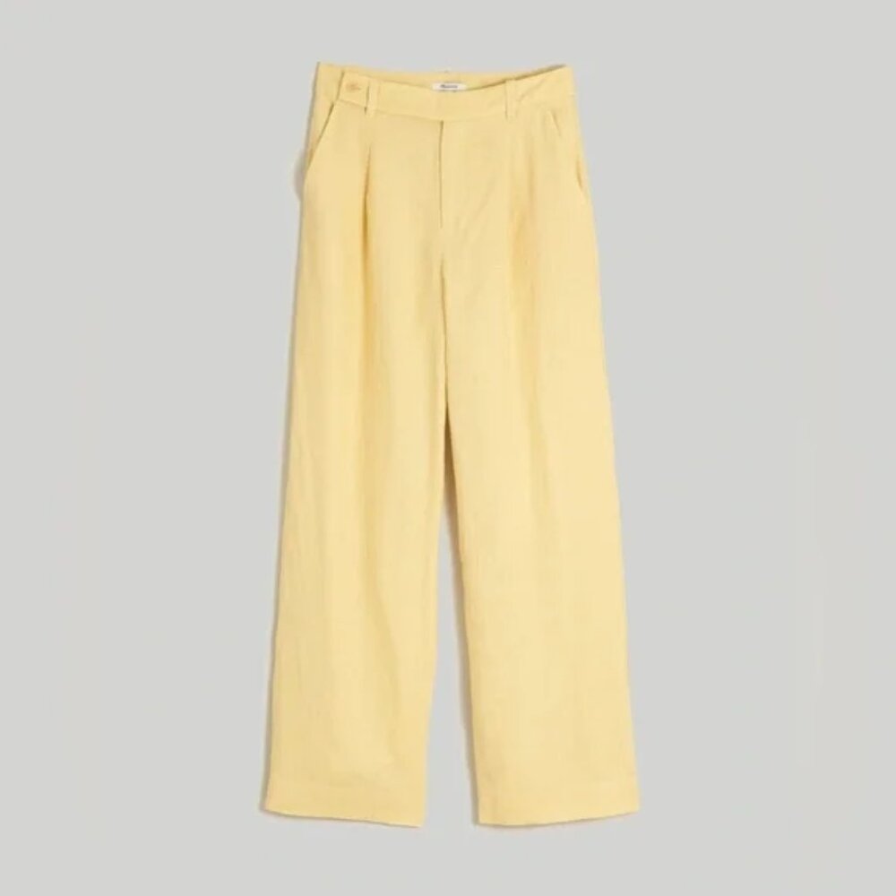 ✨ Madewell Harlow Linen Wide Leg Pants — Butter Yellow — Size 8